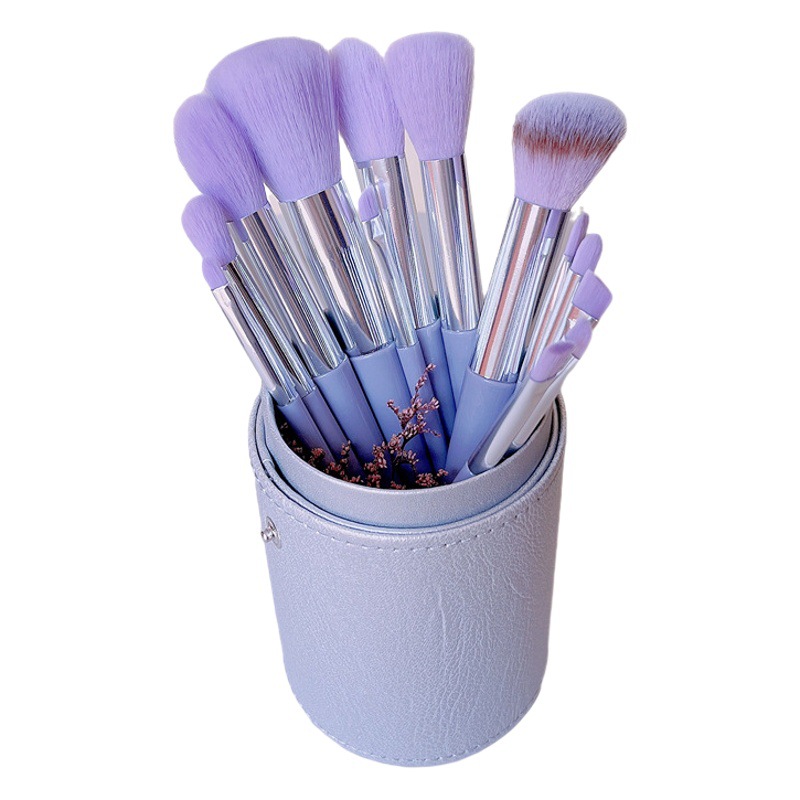 Nuevo 13 verde púrpura maquillaje cepillos traje rosa suave piel portátil polvo suelto Alta Luz cepillo maquillaje herramientas