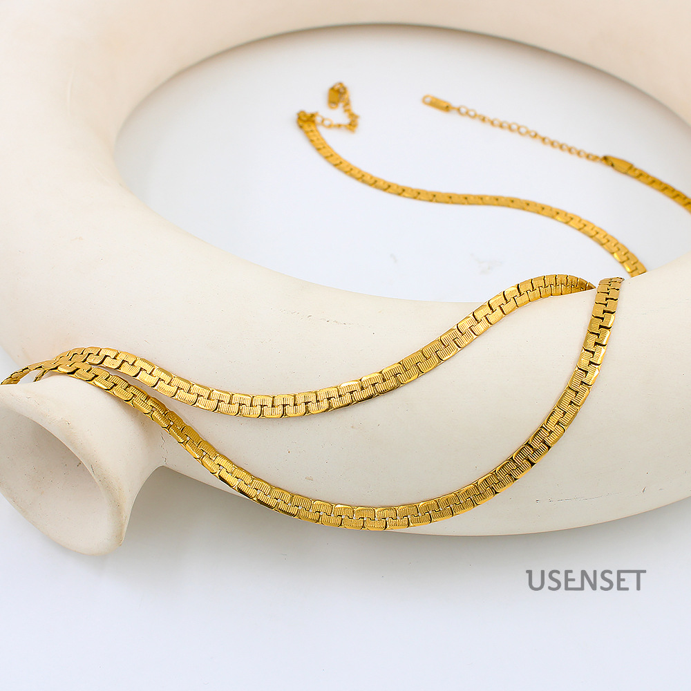 Fashion Solid Color Stainless Steel Plating Chain Bracelets Necklace 1 Piece