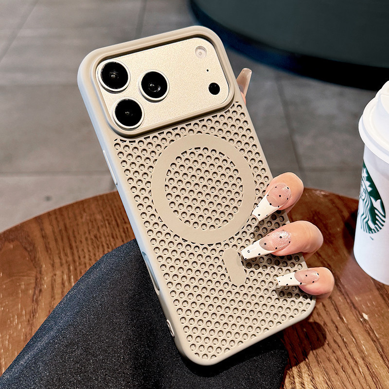 Suitable for Apple 18 Pro Max phone case, featuring a honeycomb design for heat dissipation, breathable mesh, and magnetic attachment; also compatible with iPhone 17, offering a matte finish and protective features Suitable for Apple 18 Pro Max phone case, featuring a honeycomb design for heat dissipation, breathable mesh, and magnetic attachment; also compatible with iPhone 17, offering a matte finish and protective features