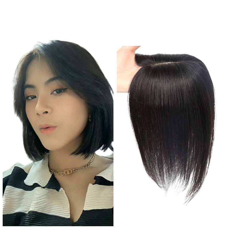 Real-life Hair Wig Top of Head Large Area Xuchang Wig Women's One-piece Daily Covering White Hair Full-real Hair Repair