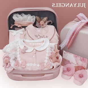 Newborn Baby Gift Box, Clothes Set, Gift for High-End Newborn Baby, Baby's Full Moon and 100Th Birthday Girl