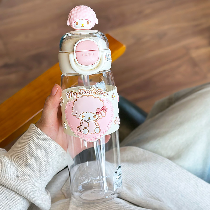 Sanliogou tazas de agua para niños resistentes a altas temperaturas, tazas de paja anticaídas, tazas de plástico lindas de gran capacidad, especialmente para estudiantes en la escuela