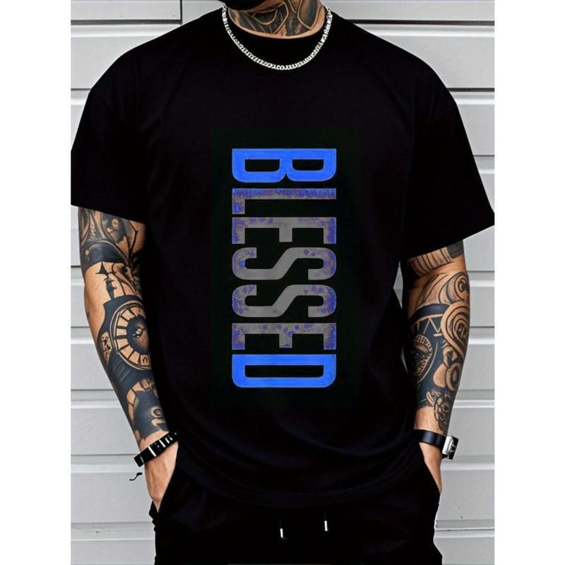 Cross-Border European Size Pure Cotton Tmen's Plus Size Casual Crew Neck T-Shirt - Geom Cross-Border European Size Pure Cotton Tmen's Plus Size Casual Crew Neck T-Shirt - Geom