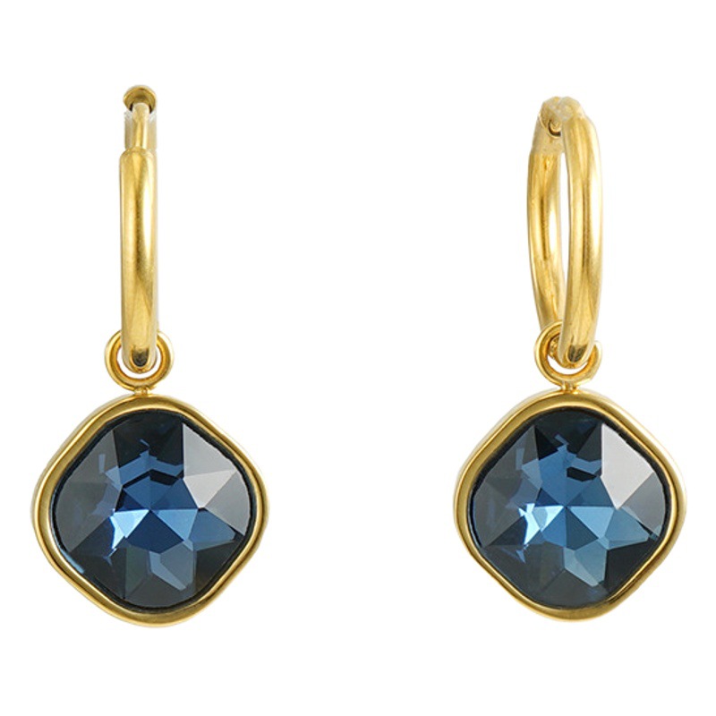 Pendientes de circón con incrustaciones de acero inoxidable de moda europea y americana transfronteriza 18k pendientes de diamantes de acero de titanio de oro pendientes al por mayor