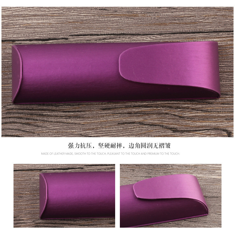 Caja de gafas al por mayor, pequeño lápiz púrpura, caja de gafas para gafas de edad, caja de almacenamiento de gafas magnéticas portátiles de alta calidad