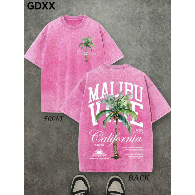 Ropa de hombre Tallas grandes Camiseta de algodón puro con estampado gráfico de palmeras Top casual para hombre Para ocasiones formales e informales Para hombre_voghion.com