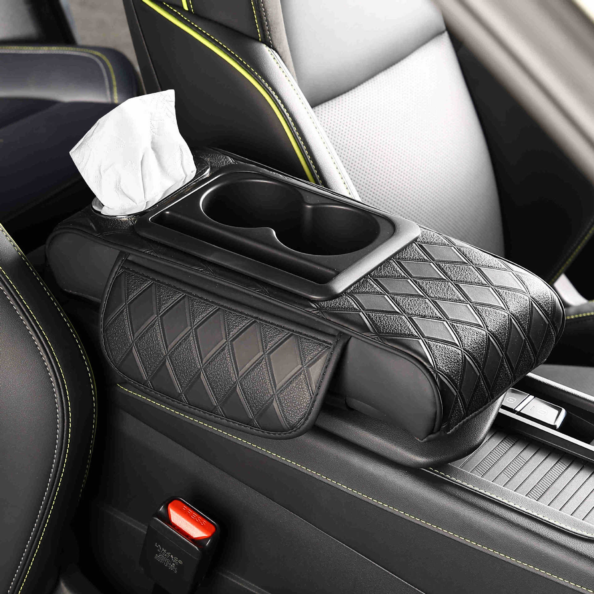 New central car armrest box pad multifunctional tissue box five-in-one increased pad elbow holder storage bag