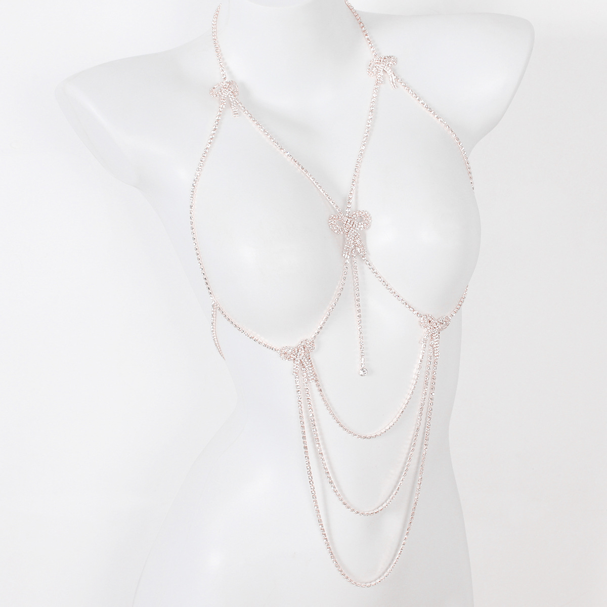 Cadena corporal sexy y caliente mujeres europeas y americanas ventas calientes transfronterizas de moda cadena de diamantes de agua de varias capas bikini cadena de pecho sexual