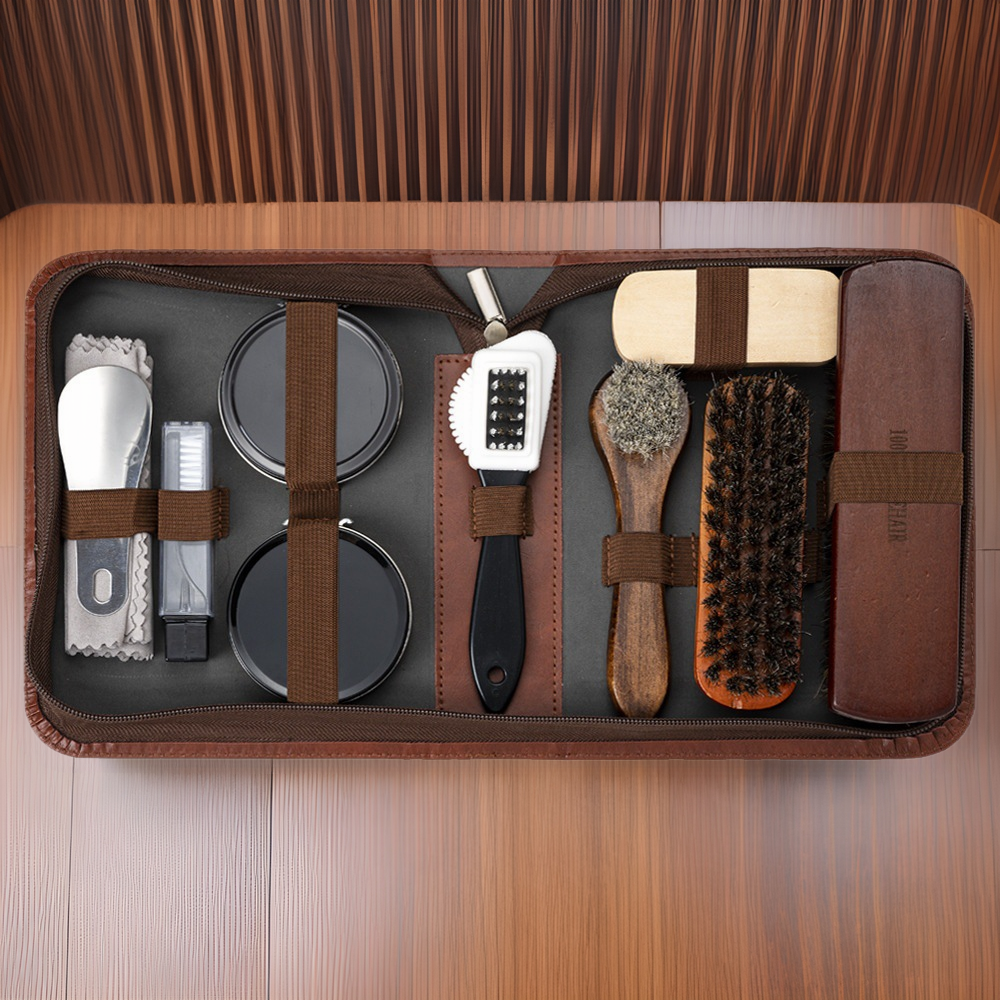 メーカー直販馬毛ブラシ靴油セット黒無色清潔保守油皮服看護靴磨きツール