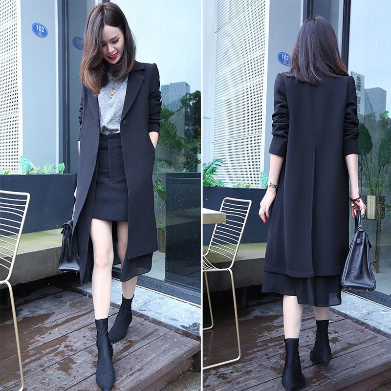 Advanced sense 2021 suit coat spring and autumn Women's wear Mid length version man 's suit overcoat Autumn Autumn new pattern Autumn