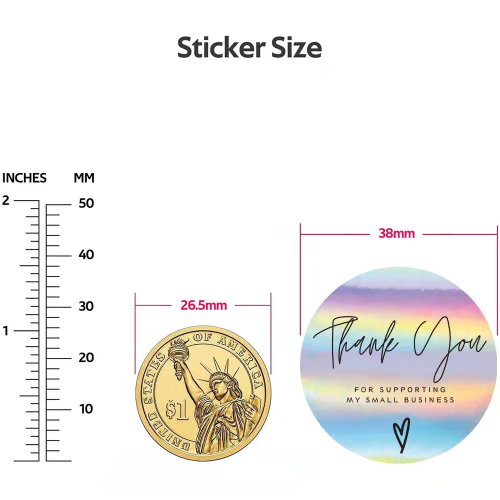 Gift Stickers Event & Party Supplies Bronze Sticker Pack Thank You Decorative Rainbow Laser Sticker