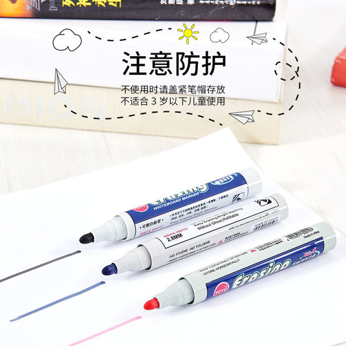 Factory direct selling whiteboard pens, erasable blackboard pens, water-based pens, red, black and blue markers, drawing board pens, stationery wholesale