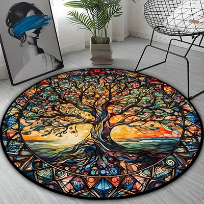 Wear-Resistant Mat, Available for Cross-Border Shipping | Avtomobil döşəmə paspasları - style-019-60cm-round-crystal-velvet