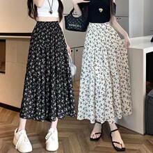 外贸2024小个子碎花a字裙春夏新款温柔风淑女风半身裙中长裙子
