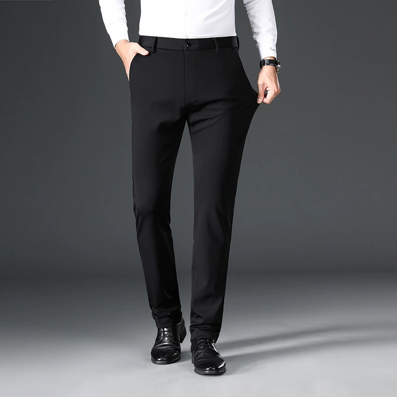 Men's spring trousers for leisure, elastic suit, loose straight fit