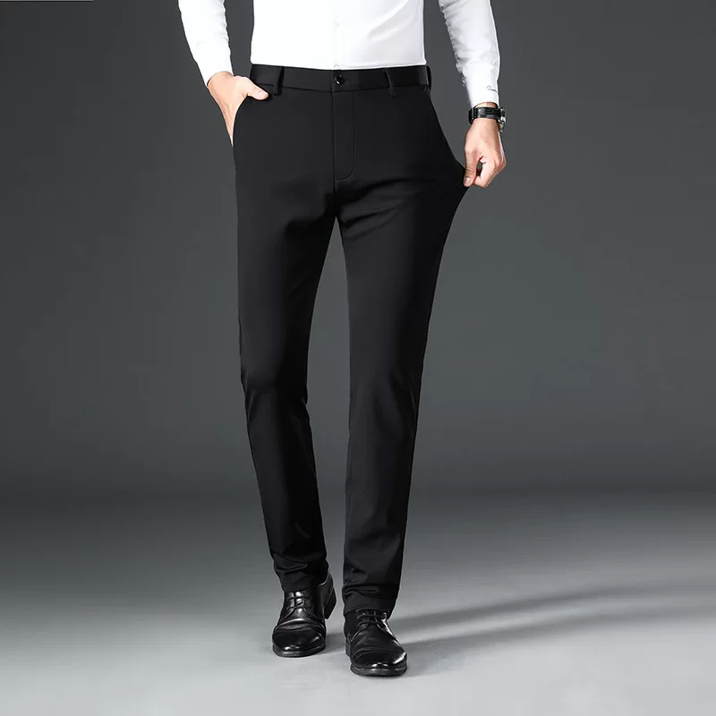 Men's spring trousers for leisure, elastic suit, loose straight fit