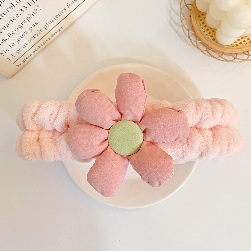 Estilo coreano creativo crisantemo flor banda de pelo Internet celebridad chica lavado de cara maquillaje lindo Super Hada diadema de punto accesorios para el cabello al por mayor