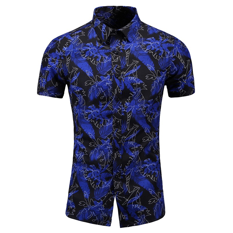 2023 Herren Slim Fit bedrucktes Kurzarmhemd, übergroßes, modisches, lässiges Strandhemd_voghion.com