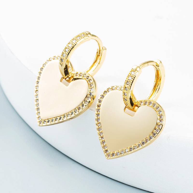 wholesale jewelry geometric heart figure copper goldplated earrings Nihaojewelrypicture4