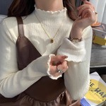 加绒加厚一体绒毛衣女2025秋冬新款内搭高级感木耳边保暖打底衫女