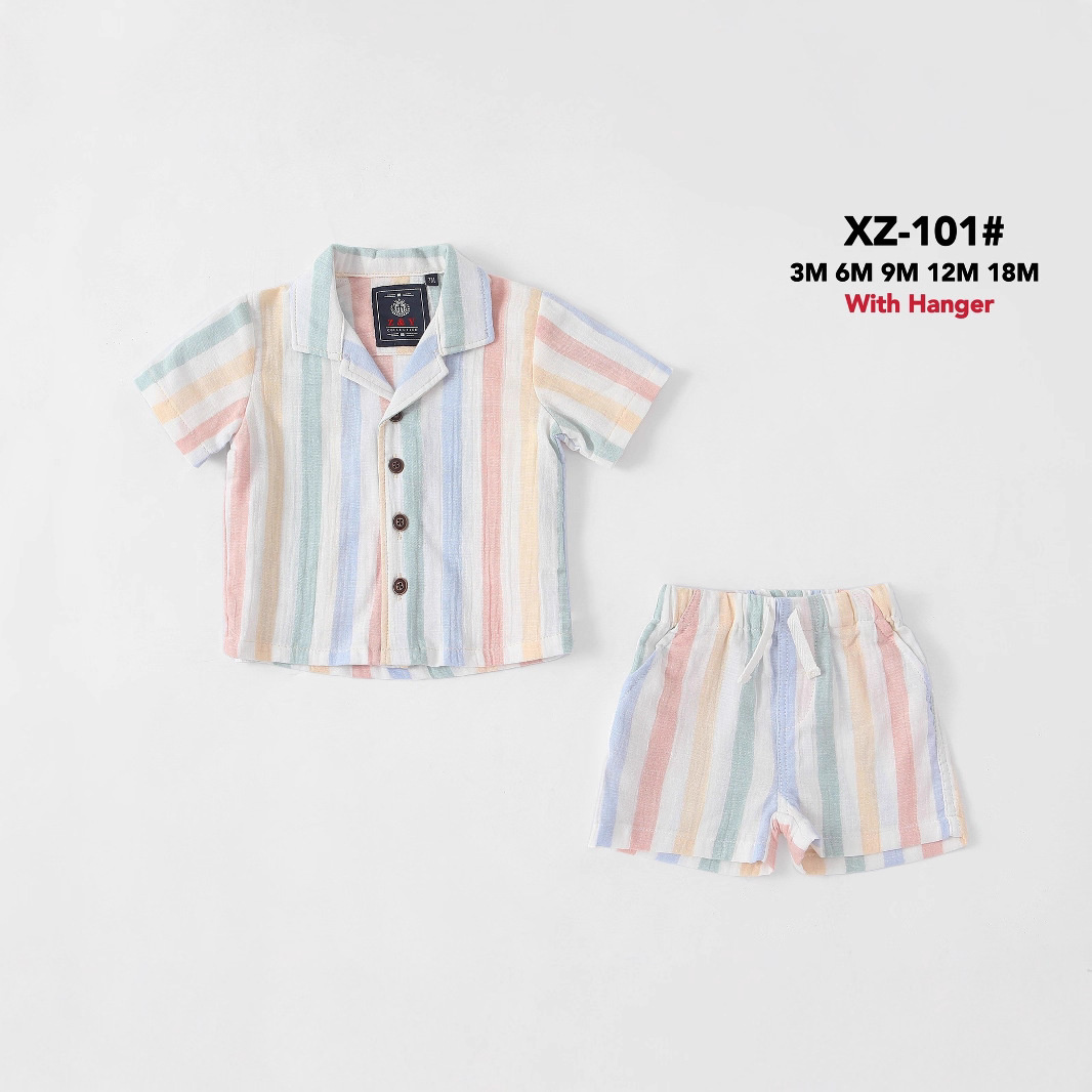 外贸婴童夏季新款套装棉男童短袖套装半袖短裤2件套3M-18M夏XZ101