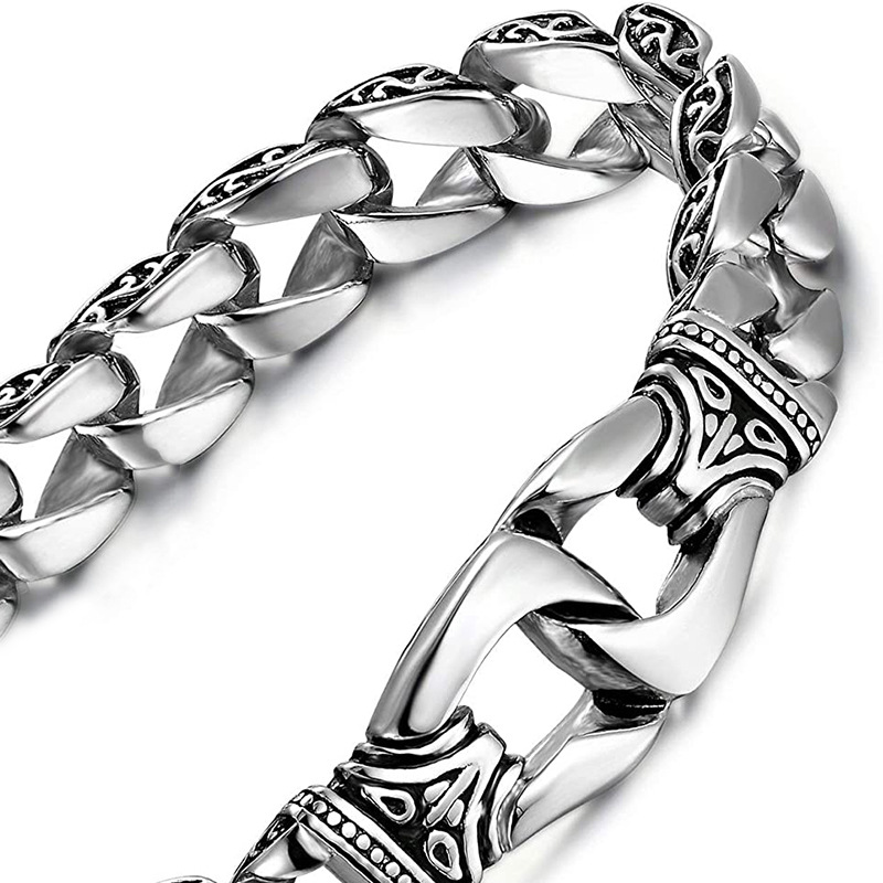 Longrui Retro Totem Cuban Bracelet Creative Men's Hip Hop Dragon Bracelet_voghion.com