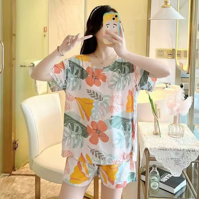 Pijamas para mujer verano suelto de manga corta delgada para niña traje de estudiante lindo casual de gran tamaño fábrica de servicio a domicilio al por mayor