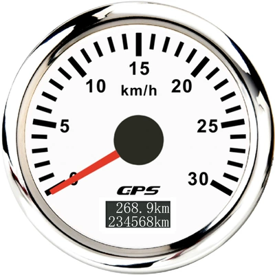 automobile instrument 52mm Mileage Meter Km/H - silver-edge-white-background-30kmh