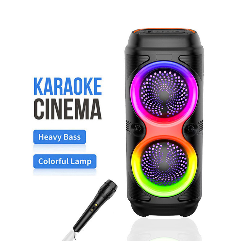 Cross-Border New Product Double Speaker Colorful Bluetooth Speaker Outdoor Microphone Square Dance Audio Stage Performance Factory Supply Cross-Border New Product Double Speaker Colorful Bluetooth Speaker Outdoor Microphone Square Dance Audio Stage Performance Factory Supply