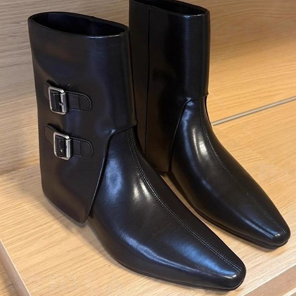 2025 [Cowhide Edition] Retro Square Toe Back Zipper Martin Boots Women's Autumn and Winter New Fashion Easiest for Match Short Boots」