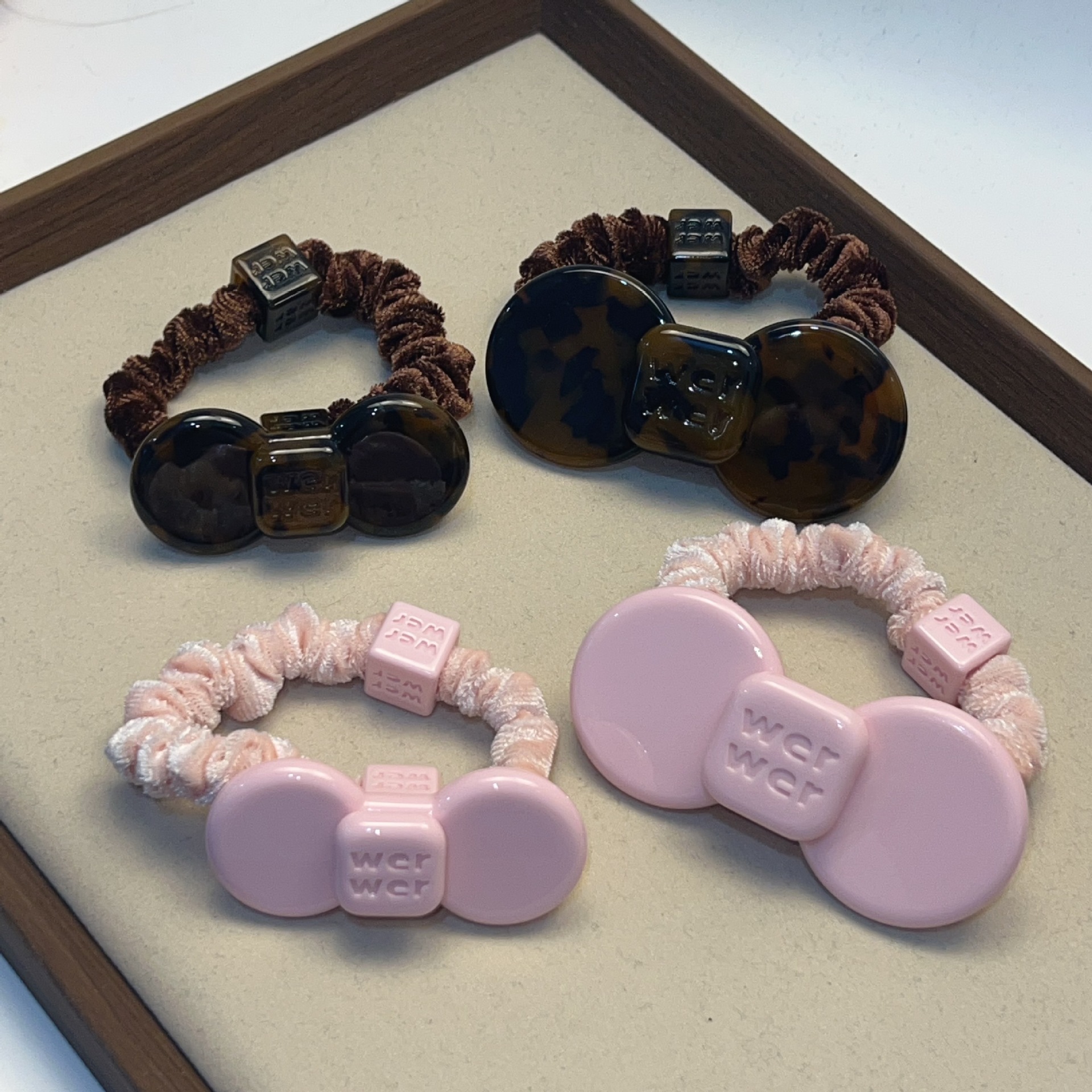 High-End Version Barbie Pink Amber Color Hair Tie New Acetate Material Bow Flower Hair Accessory Hair Rope