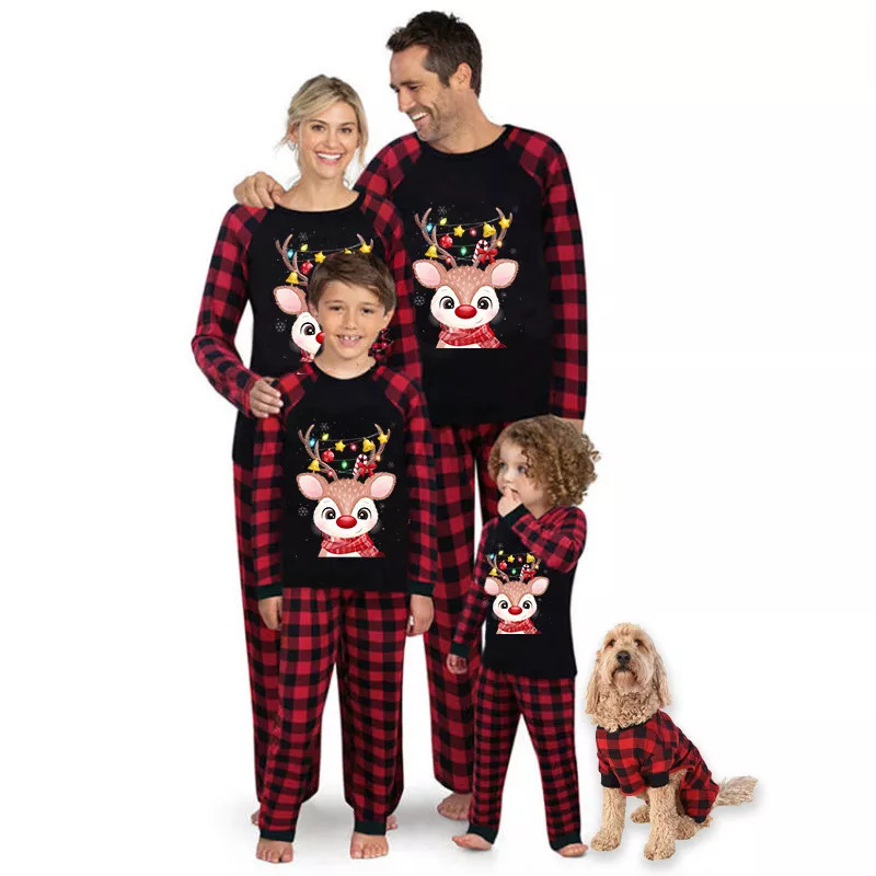 Casual Plaid Deer Polyester Pants Sets Casual Pants Family Matching Outfits display picture 2