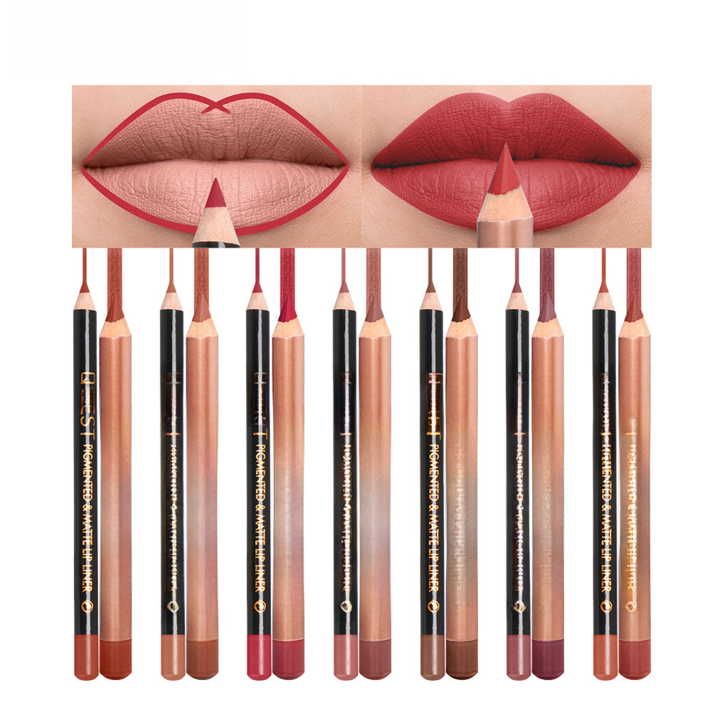 QIBEST clearance lipstick pen lip liner combination set matte fog waterproof lipstick pen waterproof lip pen 15 colors