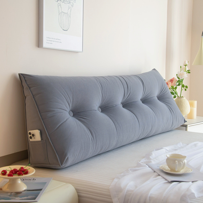 Leather Fleece Bedside Cushion Pillow Detachable and Washable Bedside Soft Bag Waist Cushion Back Sofa Triangular Large Backrest Dormitory Pillow
