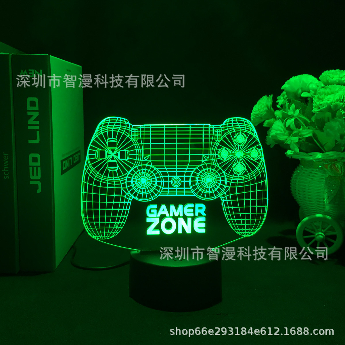  Controlador de juegos PS/Xbox con auriculares 3D, lámpara LED multicolor, acrílico, regalo para exportación