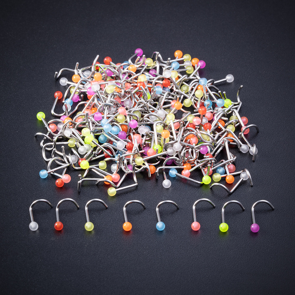 Fashion Solid Color Stainless Steel Plating Nose studs 10 Pieces