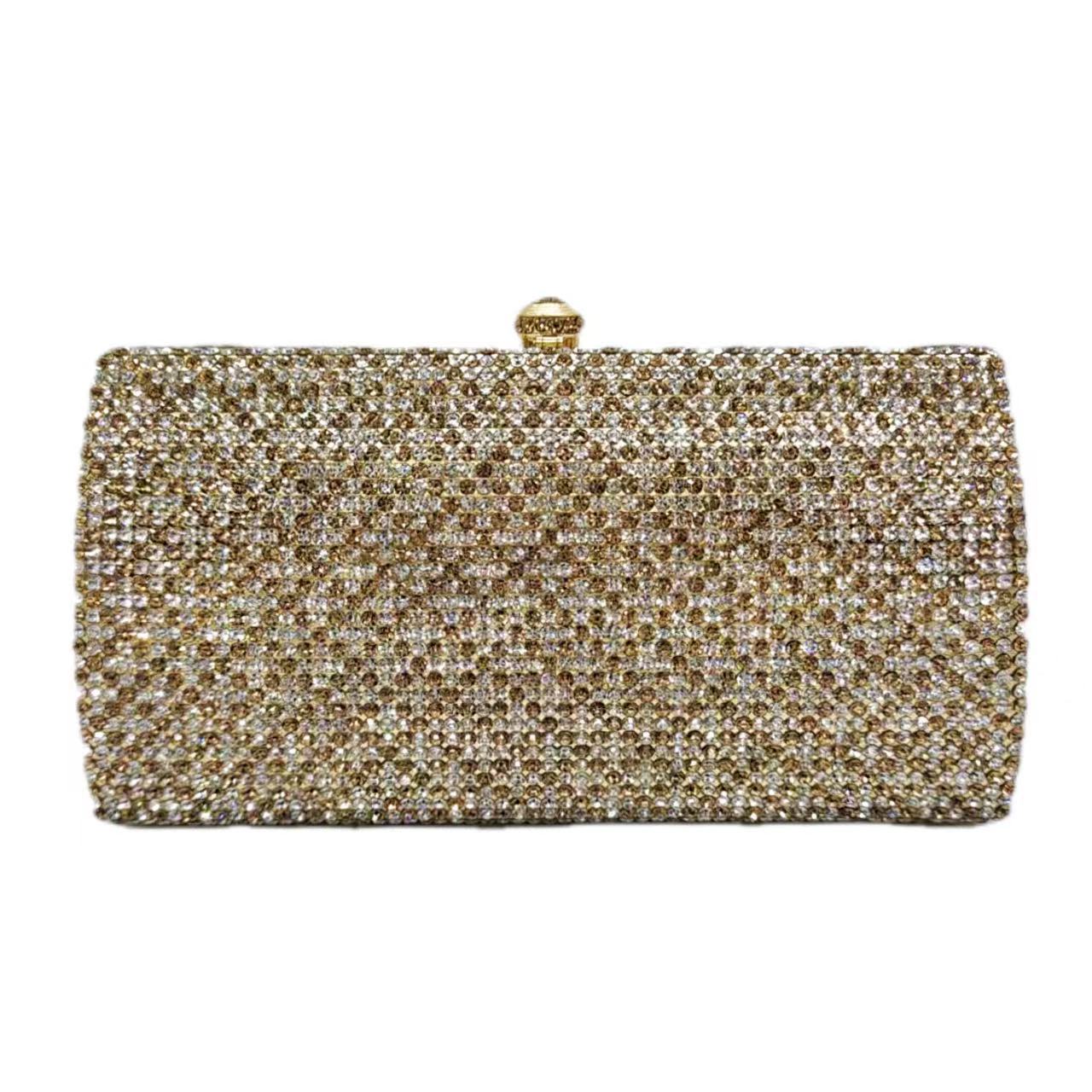 Túi clutch nữ đính kim cương hộp vuông nhỏ kẻ sọc cầm tay dự tiệc — Bạch kim, Cá tính đặt làm