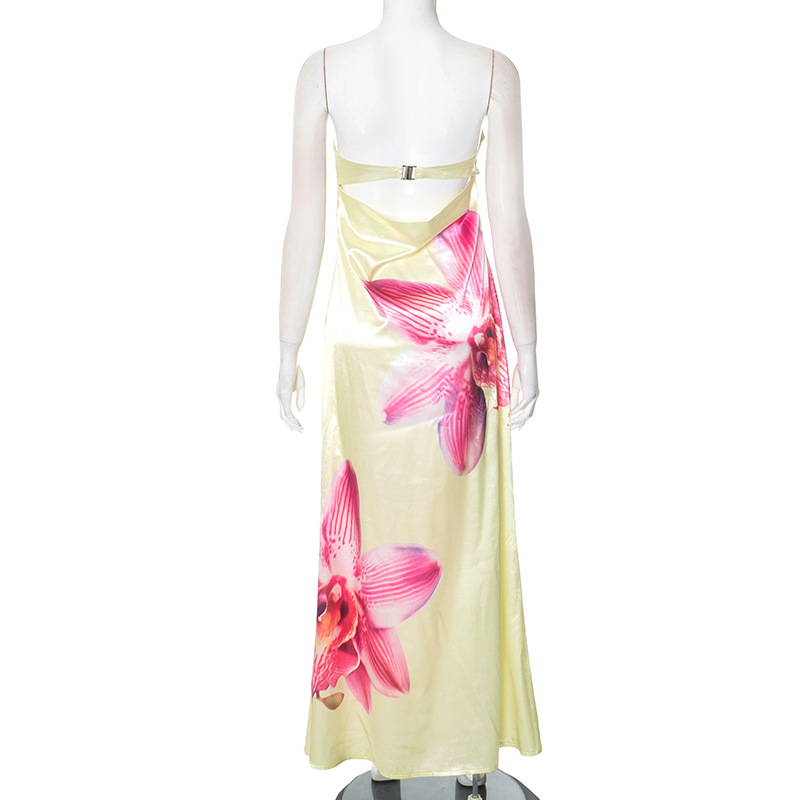 154g Weight Maxi Long Dress Dress Length Type Sleeveless Sleeve Length Sheath Dress Dresses Type Spandex, Polyester Fabric Type High Waist Waist Line Holiday, Lawn, Cocktail Party Occasion Strapless Neckline Slim Fit Type Flower Pattern Summer, Spring Season Women's Gender Elegant, Sexy Style Wholesale Women's Elegant Sexy Flower Holiday Lawn Cocktail Party Strapless Sleeveless Sheath Dress 14
