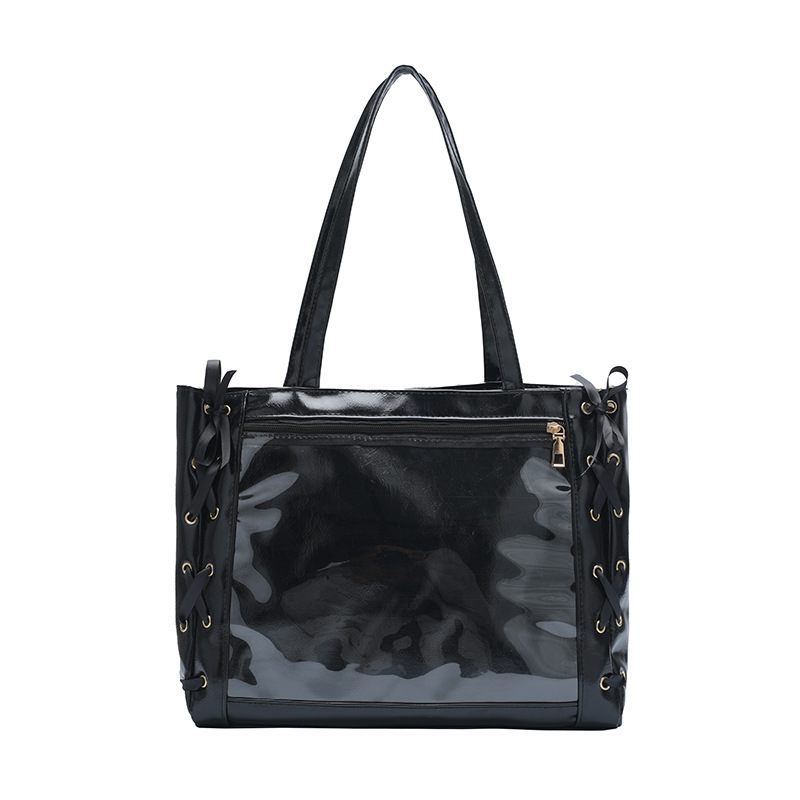 Bolsa de gran capacidad 2025, nueva cinta japonesa suave, arco de arco, bolsas de hombro transparentes, moda