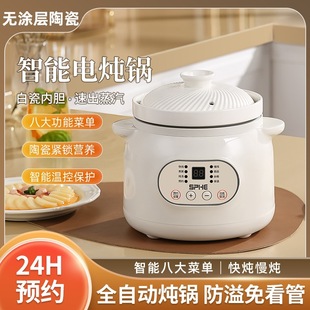 Ceramic Electric Stew Pot, Multi-Functional Food Supplement Pot, Large-Capacity Porridge Pot, Household Fully Automatic Soup Pot, Electric Casserole