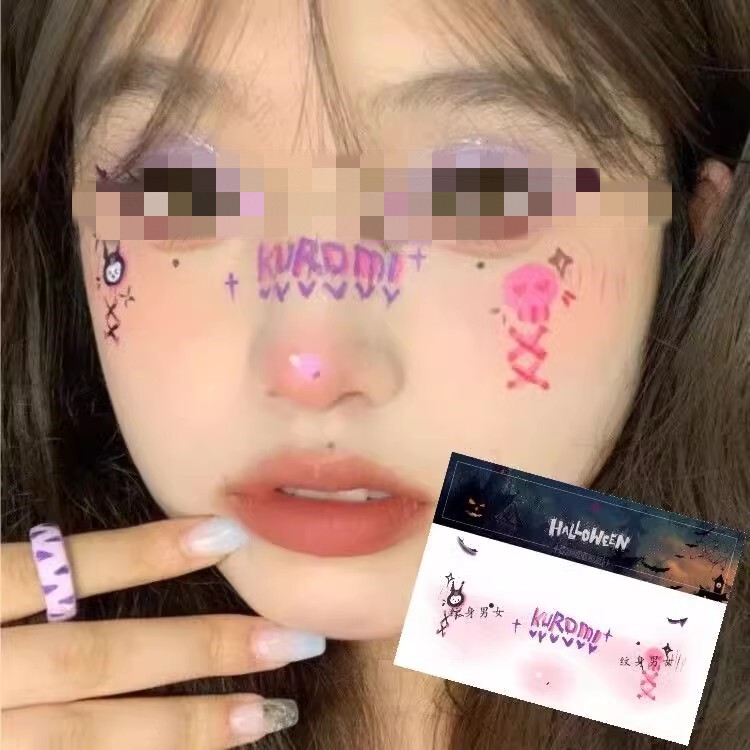 万圣节儿童妆容脸部贴纸 卡通搞怪个性脸部纹身贴纸 派对风贴纸|undefined