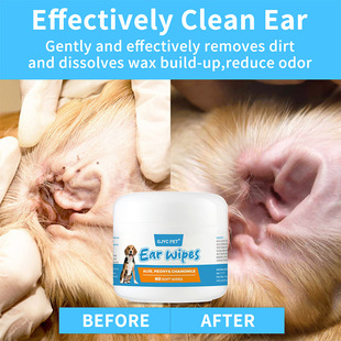 Cross-border dog ear wipes 60 pieces of ear cleaning wipes for cats and dogs earwax odor