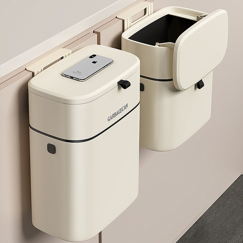 Kitchen trash can with lid wholesale household 2023 new wall-mounted toilet toilet kitchen waste storage