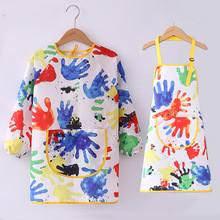 儿童画画罩衣美术绘画围裙防水防油护衣长袖反穿衣幼儿园定制logo