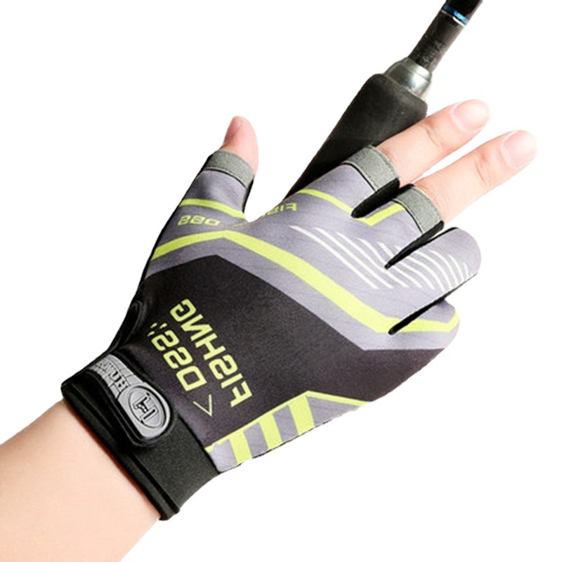 Fishing gloves for men, summer, 3-finger exposure, flying bite, casting, sunscreen, anti-slip, ice silk, breathable, thin, half-finger gloves