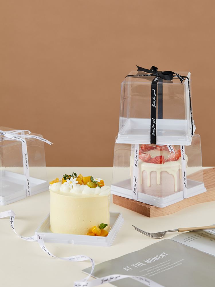 Caja de pastel de cuatro pulgadas, caja de mousse de fresa de tres pulgadas, 3 / 5 pulgadas, caja de embalaje de pastel de 4 pulgadas, caja de panadería transparente