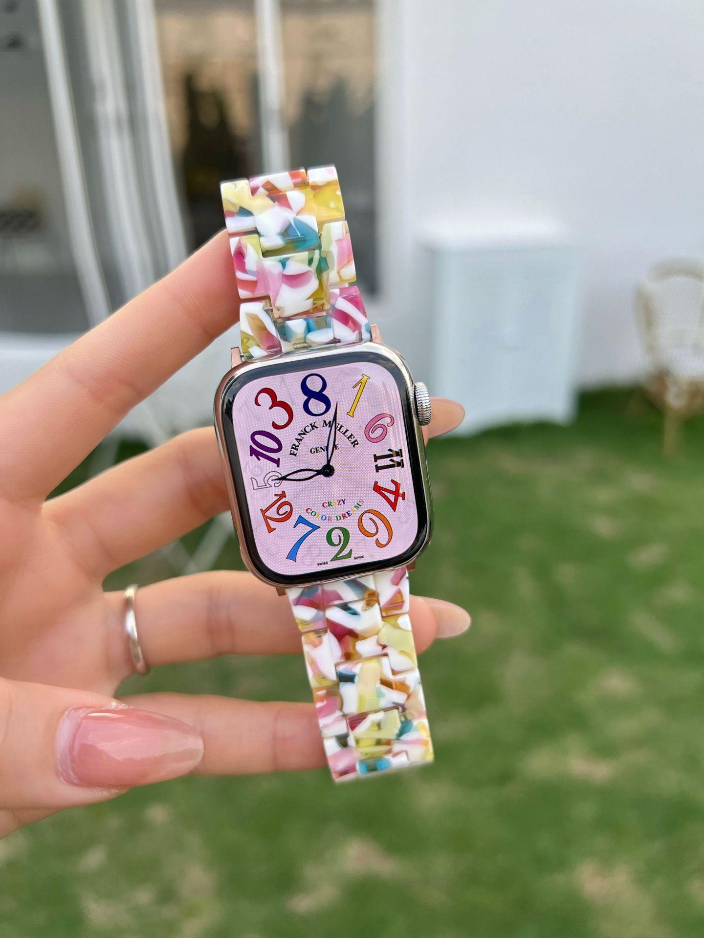 La nueva correa de manzana de resina ligera de primavera y verano es adecuada para applewatch 10a generación 987654SE para hombres y mujeres