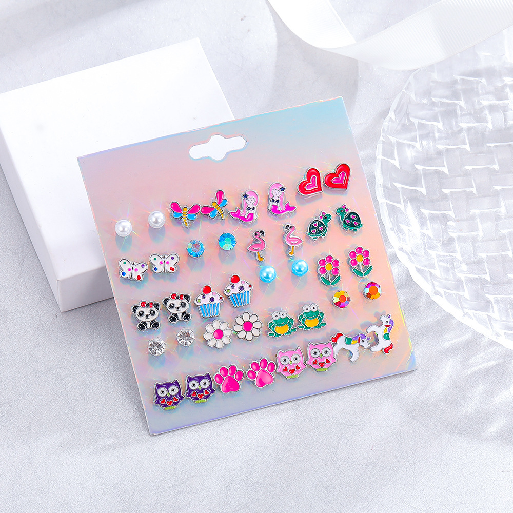 1 Set Fashion Panda Alloy Enamel Women's Ear Studs display picture 1