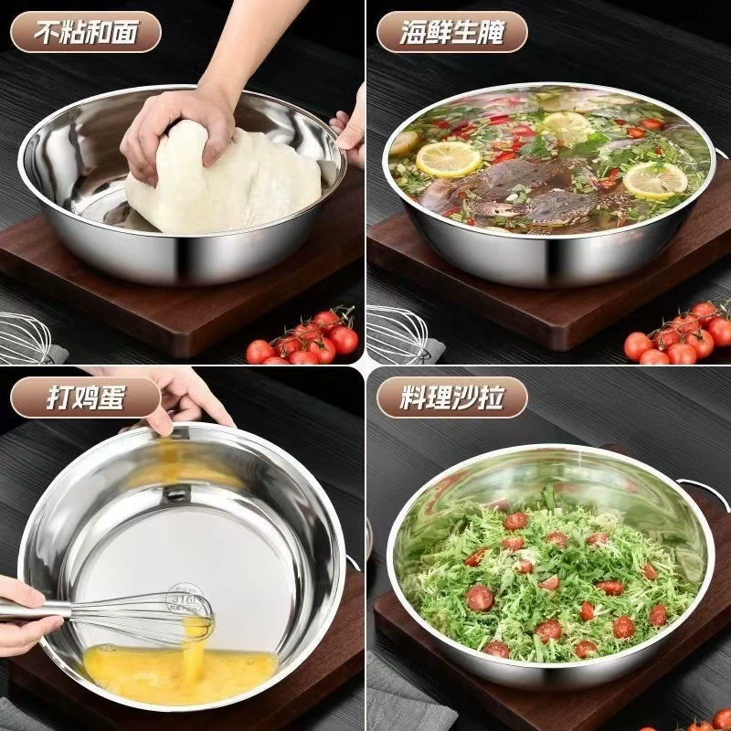 Тяжелая нержавеющая сталь и миски мисок для мытья посуды на кухне замешивания теста для мытья дома фабрика