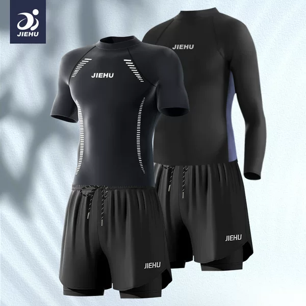Swimwear men's swimsuit double-layer swimming trunks suit anti-embarrassment swimming trunks men's casual loose boxer swimsuit swimming trunks suit